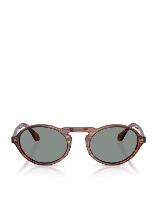Giorgio Armani Gray Tortoiseshell Oval Sunglasses for men