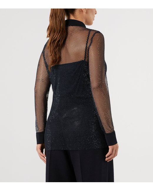 Marina Rinaldi Black Embellished Mesh Shirt