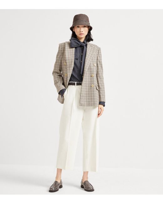 Brunello Cucinelli Natural Virgin Wool Flannel Check Blazer