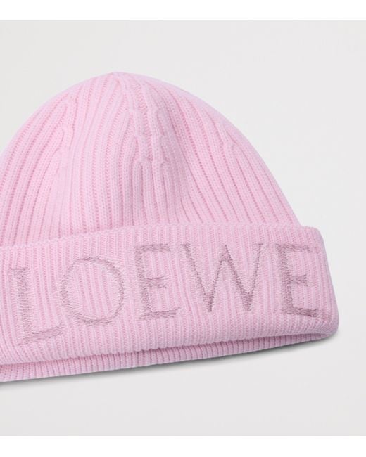 Loewe Pink Wool Logo Beanie