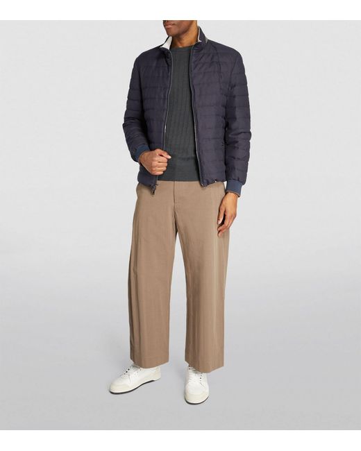 Herno Blue Cotton-cashmere Reversible Bomber Jacket for men
