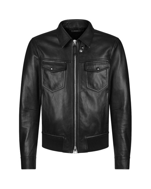 Tom Ford Black Grained Nappa Leather Jacket for men