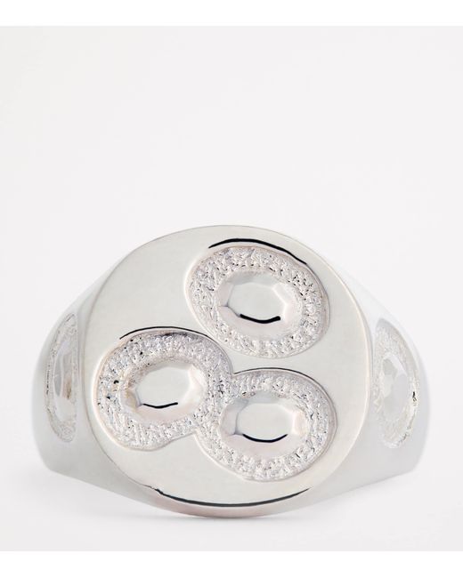 Bleue Burnham White Oval Chloroplast Impression Signet Ring for men