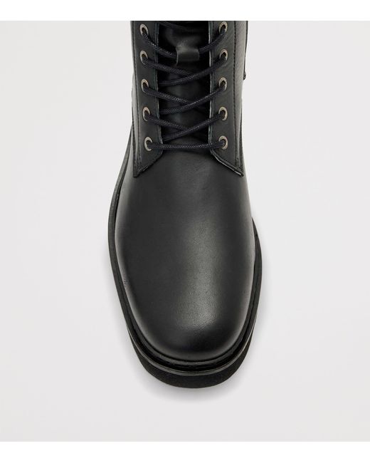 AllSaints Black Leather Skiff Military Boots for men