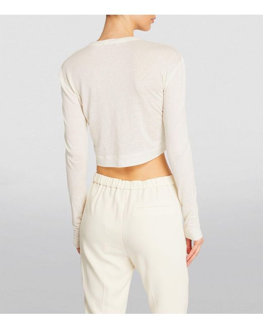 MAX&Co. White Linen Cropped Cardigan
