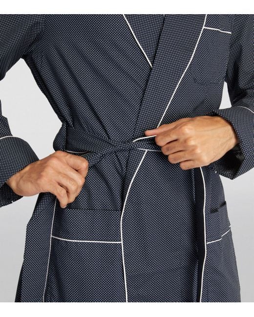 Derek Rose Blue Polka-Dot Dressing Gown for men