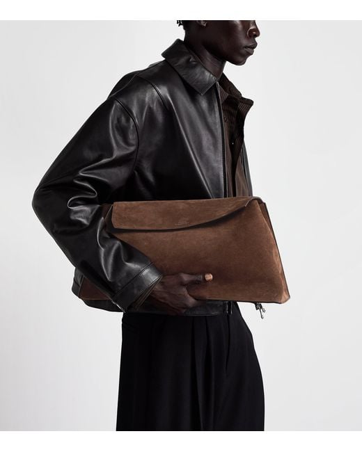 Studio Nicholson Brown Suede Shiboru Shoulder Bag for men