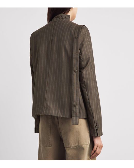 Late for Work Black Striped Scarf-Detail Jacket
