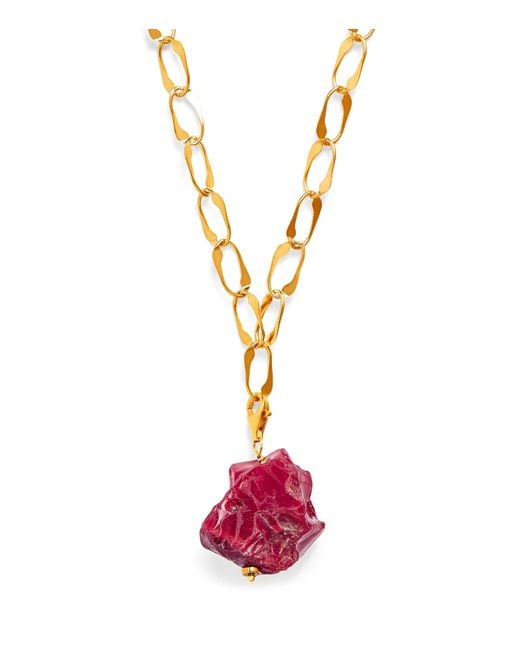 Hermina Athens Metallic Plated And Quartz Lithos Necklace
