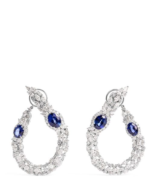 YEPREM Blue Diamond And Sapphire Whisper Earrings