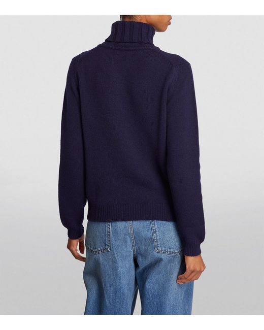 Harrods Blue Cashmere Rollneck Sweater