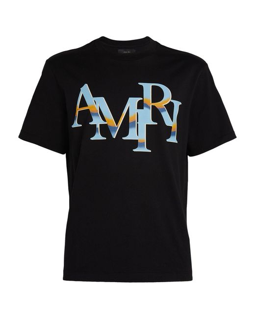 Amiri Black Staggered Logo T-shirt for men