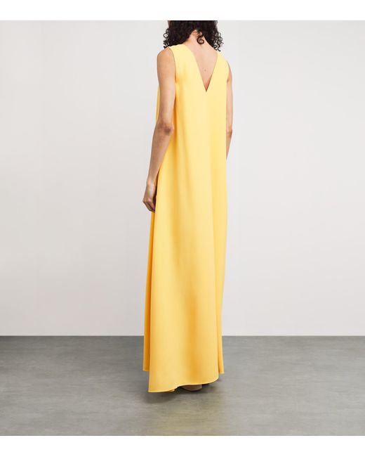 Lafayette 148 New York Yellow Crepe V-Neck Maxi Dress