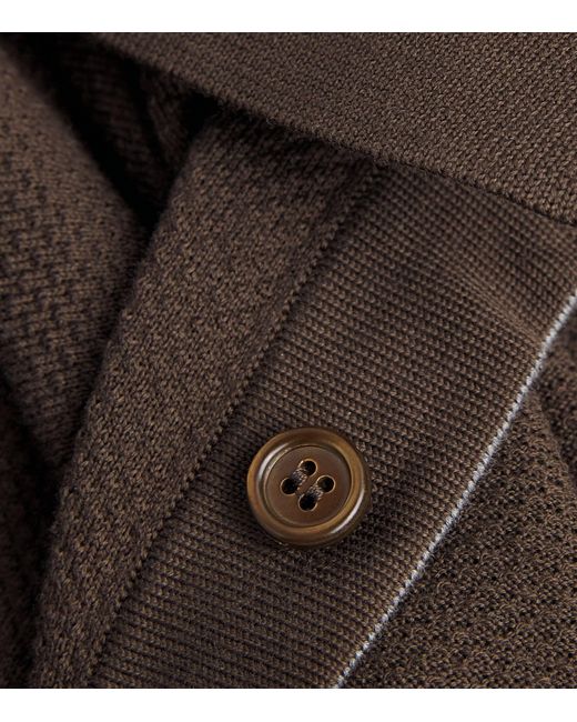 Brioni Brown Long-Sleeve Polo Shirt for men