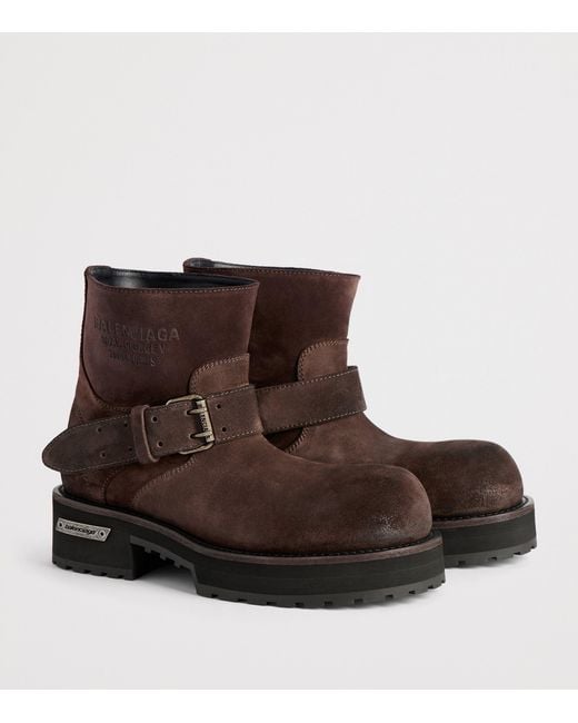 Balenciaga Brown Suede Venom Biker Boots