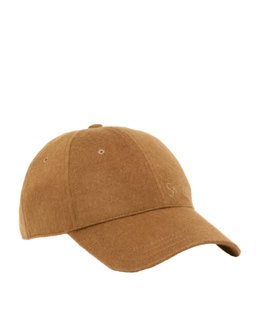 Saint Laurent Brown Cashmere Logo Baseball Cap