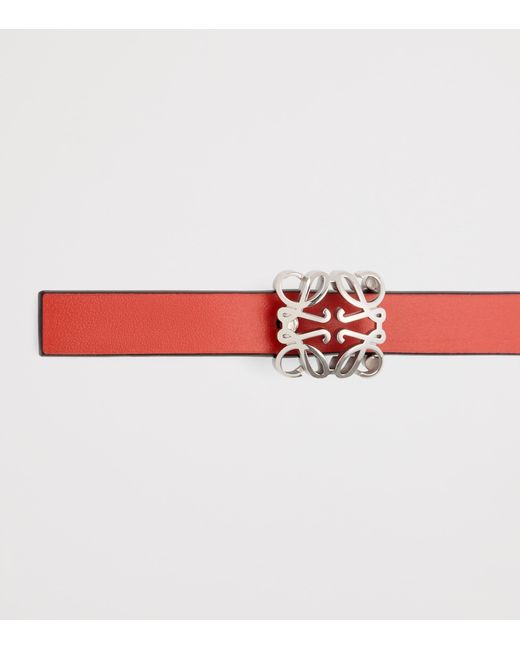 Loewe Red Leather Reversible Anagram Bombé Belt