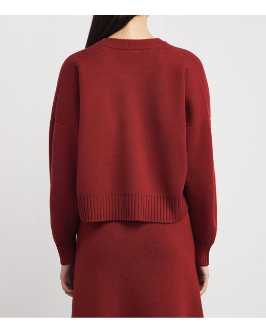 Johnstons Red Cashmere Cropped Sweater