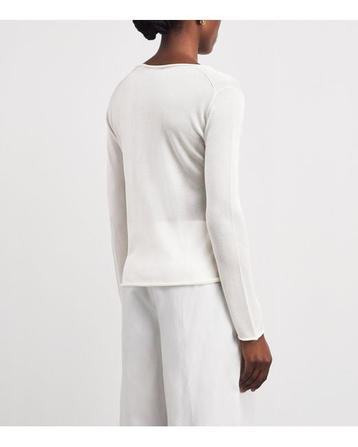 Theory White Sheer Jersey V-Neck Cardigan