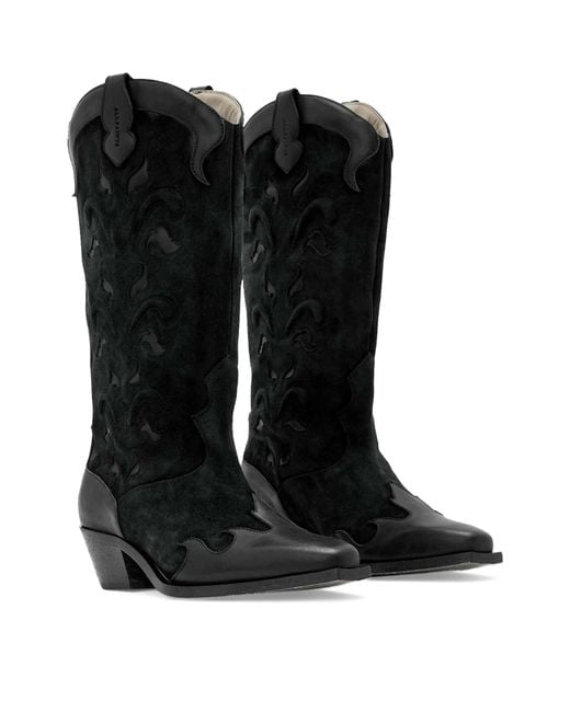 AllSaints Black Suede Dolly Cowboy Boots 47
