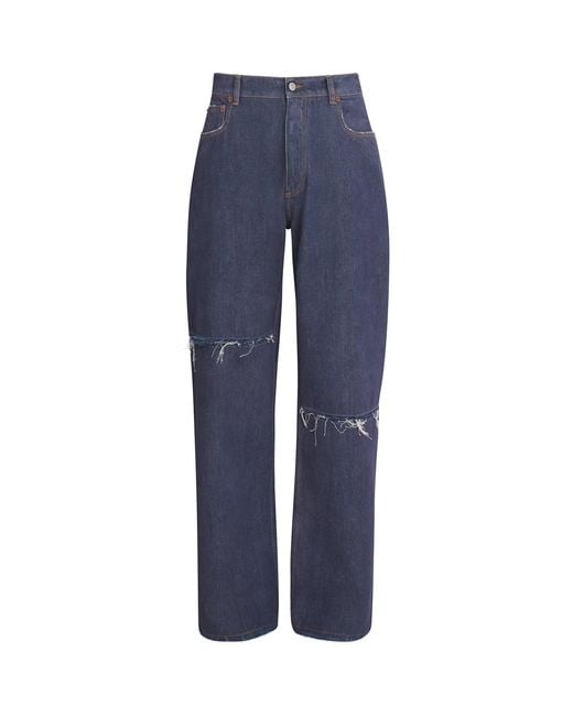 MM6 by Maison Margiela Blue Ripped Wide-Leg Jeans for men