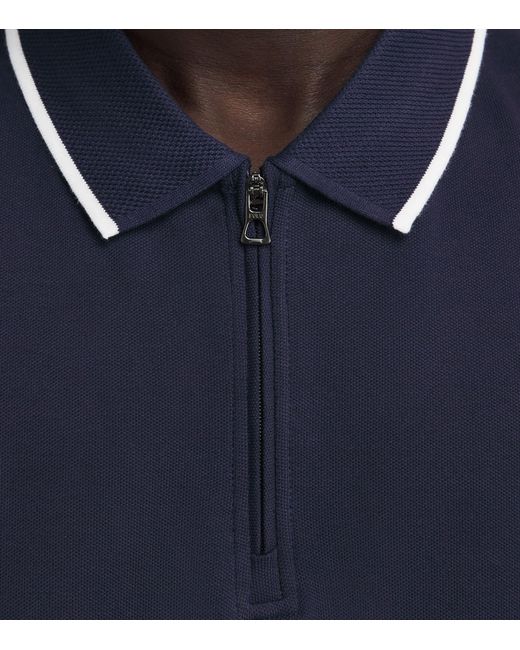 Polo Ralph Lauren Blue Stretch-Cotton Zip-Up Polo Shirt for men
