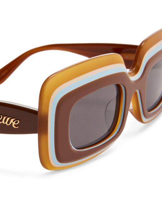 Loewe Brown X Paula's Ibiza Layered Rectangular Sunglasses