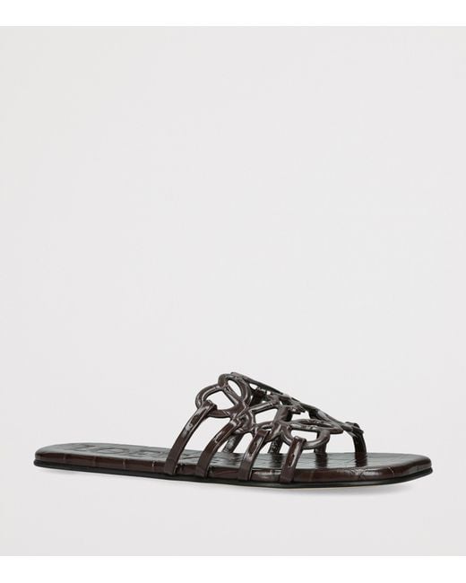 Loewe Black X Paula's Ibiza Croc-Embossed Leather Petal Anagram Slides