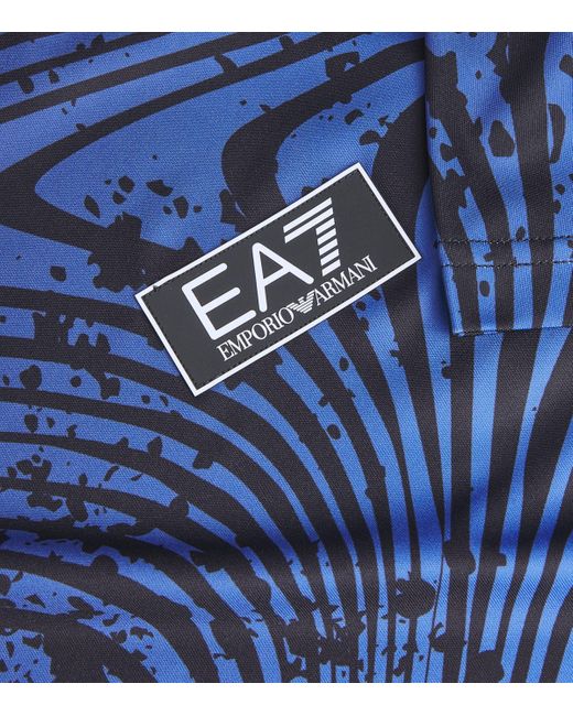 EA7 Blue Wave Print Tennis T-Shirt for men