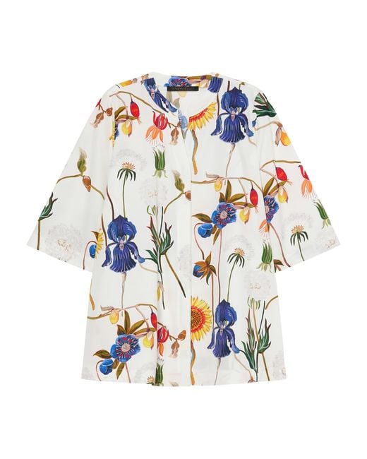 Marina Rinaldi White Cotton Floral Blouse