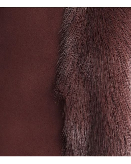 Nour Hammour Brown Shearling Verena Wrap Jacket