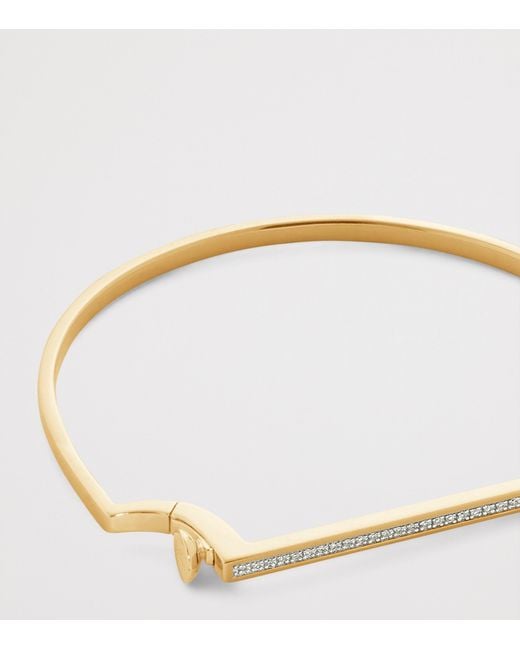 Monica Vinader Metallic Vermeil And Diamond Slim Signature Bangle