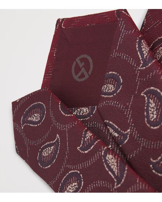 Giorgio Armani Purple Silk Paisley Jacquard Tie for men