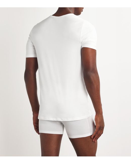 Hanro White Cotton T-Shirts for men