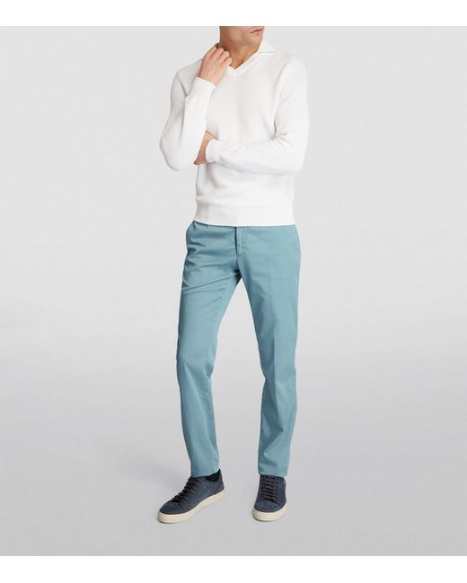 Marco Pescarolo Blue Cotton-blend Straight Chinos for men