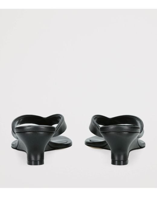 Le Monde Beryl Black Leather Micro Wedge Sandals 40