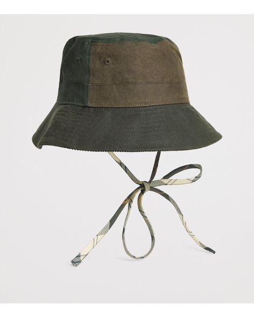 Barbour Green Waxed Cotton Brackley Bucket Hat for men
