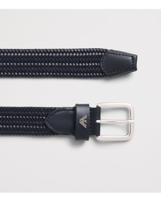 Emporio Armani Blue Leather Woven Belt for men