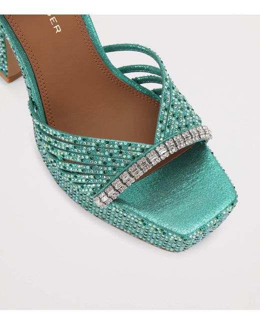 Kurt Geiger Blue Crystal Strap Platform Sandals