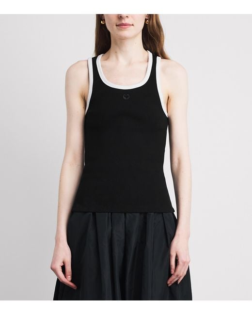 Maje Black Embroidered Logo Tank Top