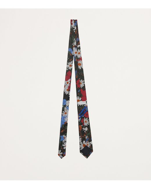 Burberry Black Silk Floral Tie for men
