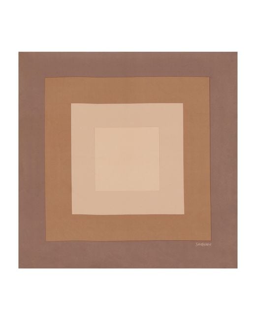 Saint Laurent Brown Silk Geometric Print Scarf