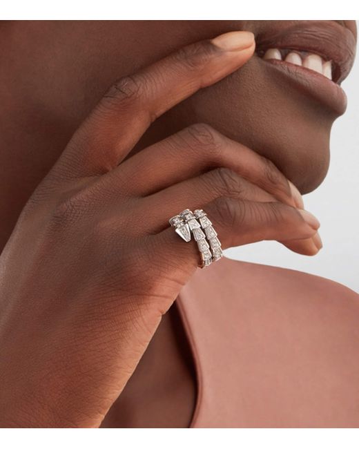 BVLGARI Metallic And Diamond Serpenti Viper Ring