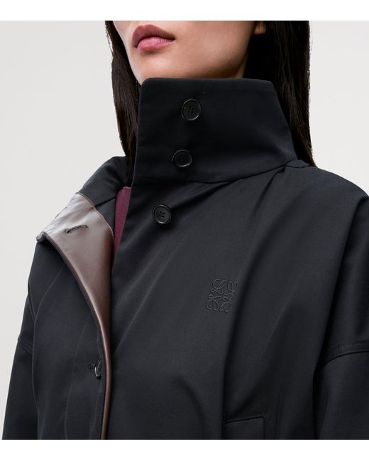 Loewe Black Peplum-Hem Hooded Parka