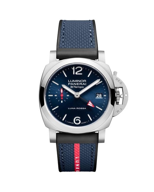 Panerai Blue Stainless Steel Luminor Quaranta Bitempo Luna Rossa Watch for men