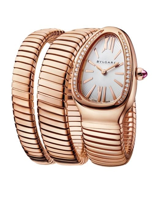 BVLGARI Pink Rose And Diamond Serpenti Tubogas Watch 35Mm
