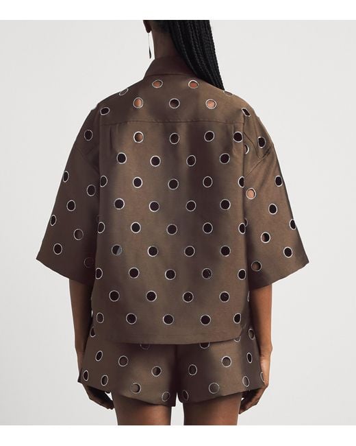 Sandro Brown Rhinestone Cropped Shirt