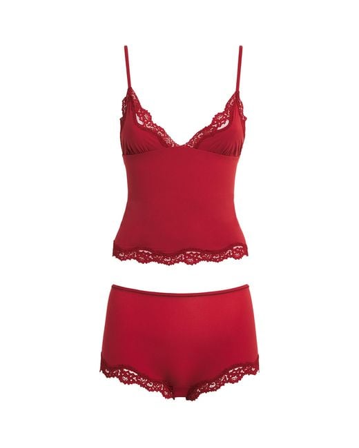 Skims Red Fits Everybody Lace-Trim Cami And Shorts Set