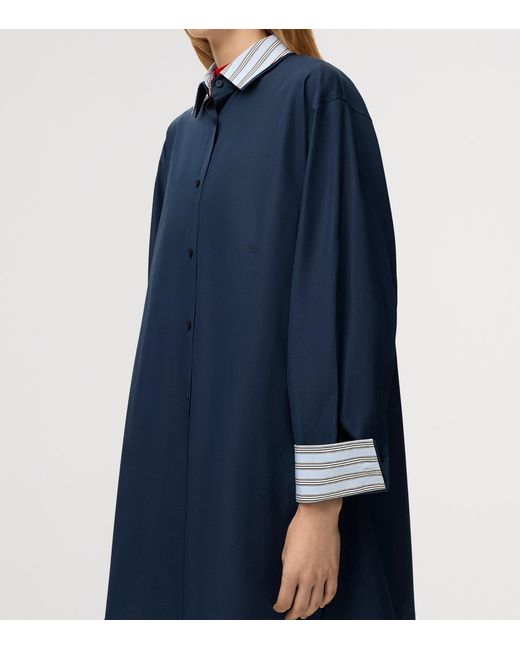 Loewe Blue Stretch-Cotton Midi Shirt Dress