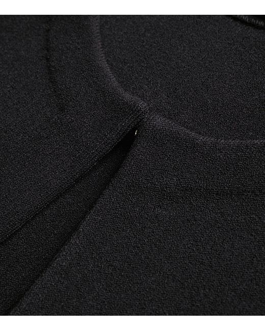 St. John Black Knitted Cropped-sleeve Jacket